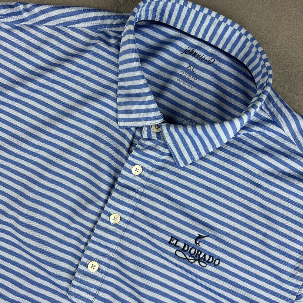 Johnnie-O Striped Performance Polo Shirt – El Dorado Logo – Men's XL